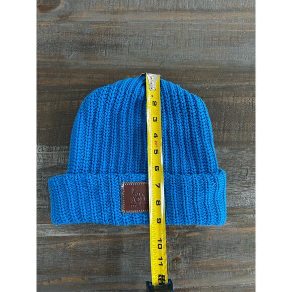 Love Your Melon Oversize Slouch Cuffed Beanie Chunky Knit Hat Blue USA - Picture 6 of 7